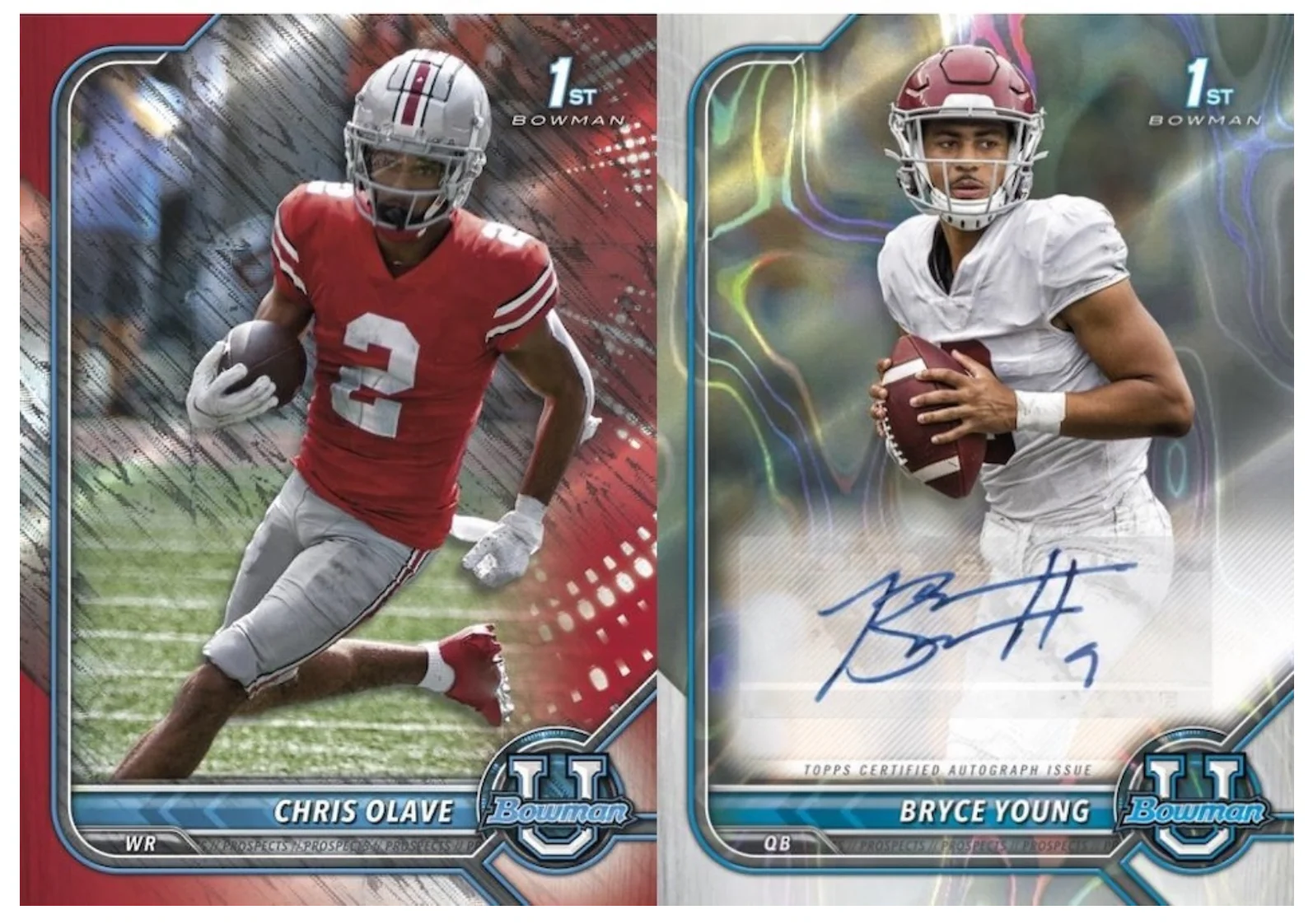 2021-22 Bowman University Football Hobby Pack - 4 Cards - Image 2