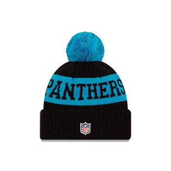 Carolina Panthers New Era Black/Blue 2020 NFL Sideline - Official Sport Pom Cuffed Knit Toque - Image 2