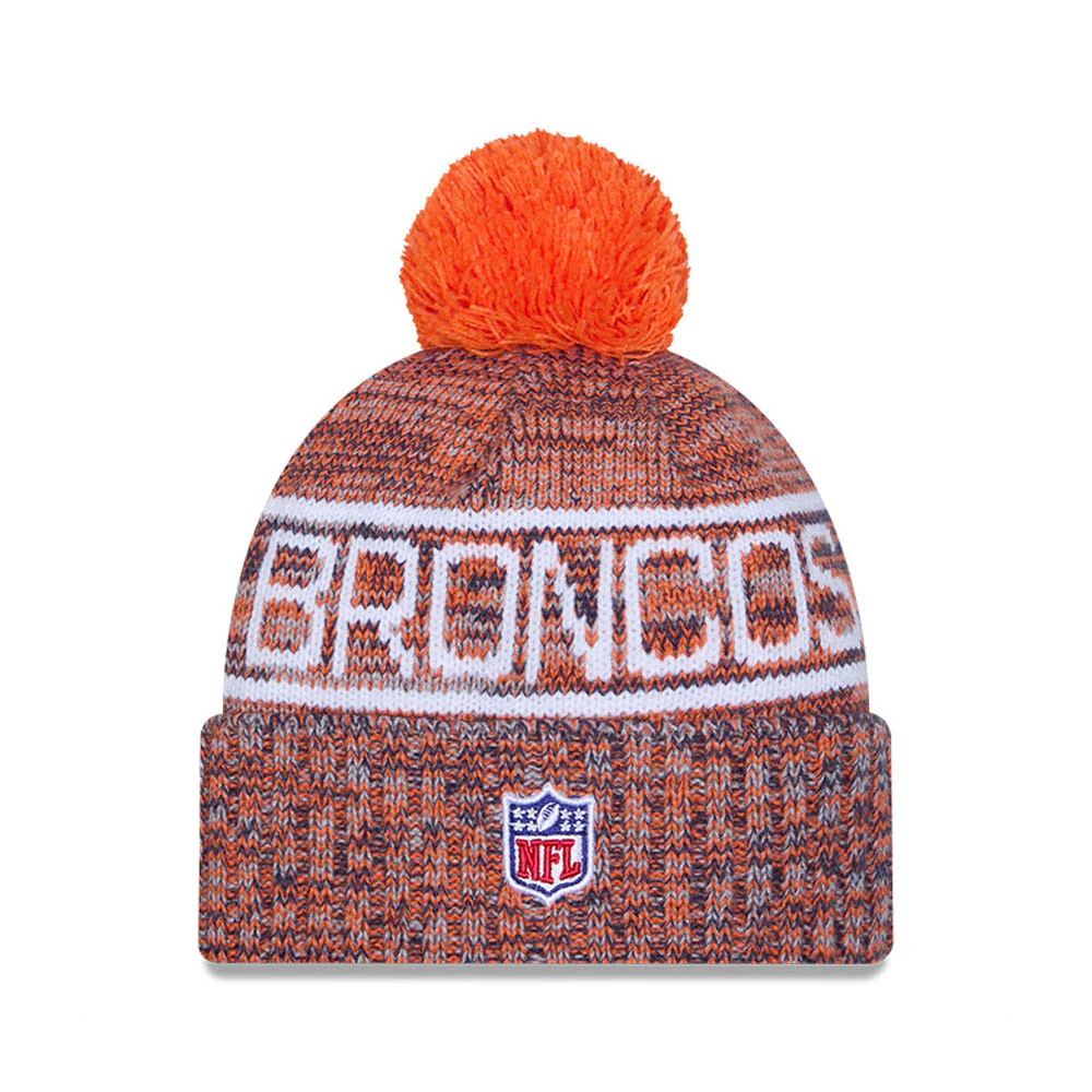 Denver Broncos New Era 2025 Sideline Cold Weather Cuffed Knit Hat with Pom - Image 3