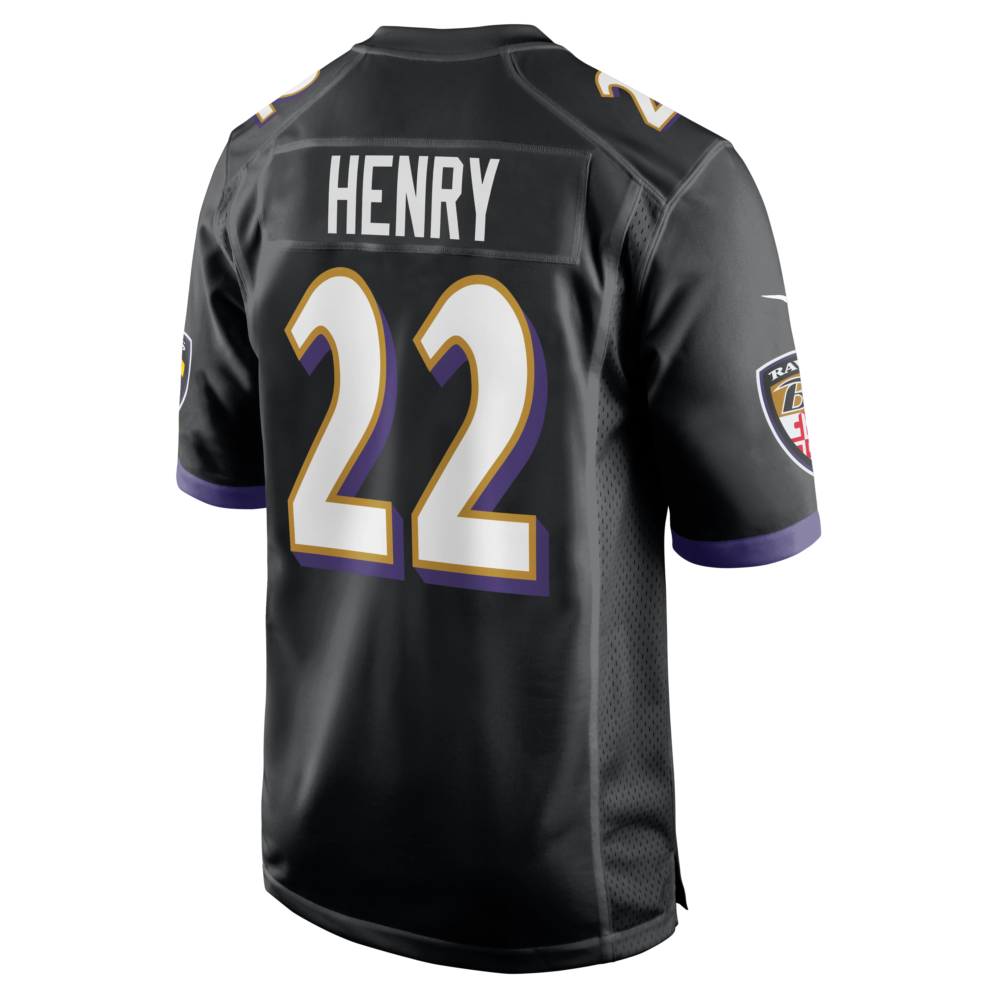 Derrick Henry #22 Baltimore Ravens Nike Game Jersey - Black - Image 3