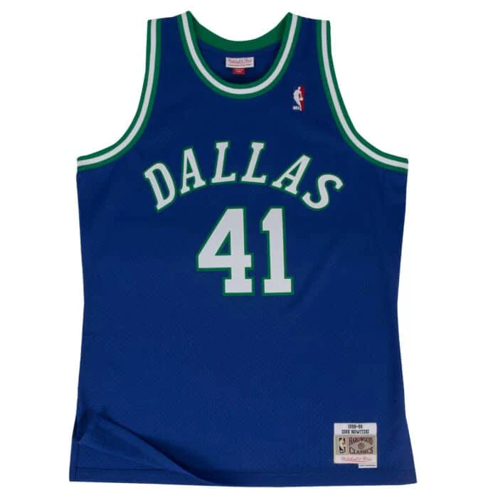 Dirk Nowitzki #41 Dallas Mavericks Mitchell & Ness 1998-99 Hardwood Classic Swingman Jersey - Blue - Image 2