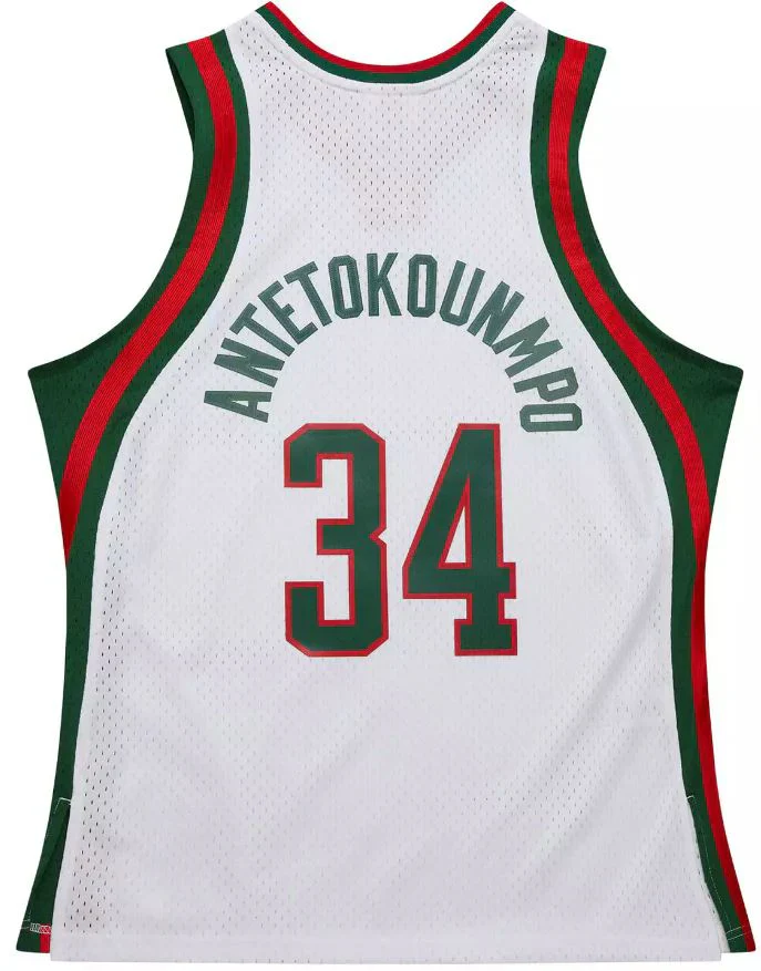 Giannis Antetokounmpo #34 Milwaukee Bucks Mitchell & Ness 2013/14 Swingman Jersey - Alt White - Image 3