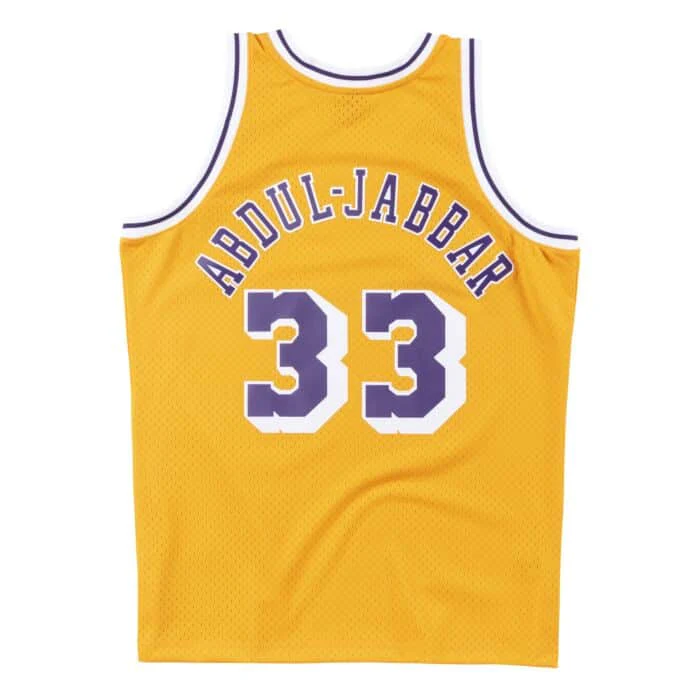 Kareem Abdul-Jabbar #33 Los Angeles Lakers Mitchell & Ness 1984-85 Hardwood Classic Swingman Gold Jersey - Image 2