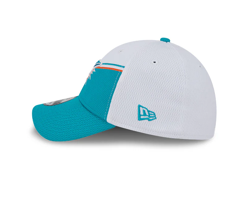 Miami Dolphins New Era 2023 Sideline 39THIRTY Flex Hat - White/Teal - Image 3