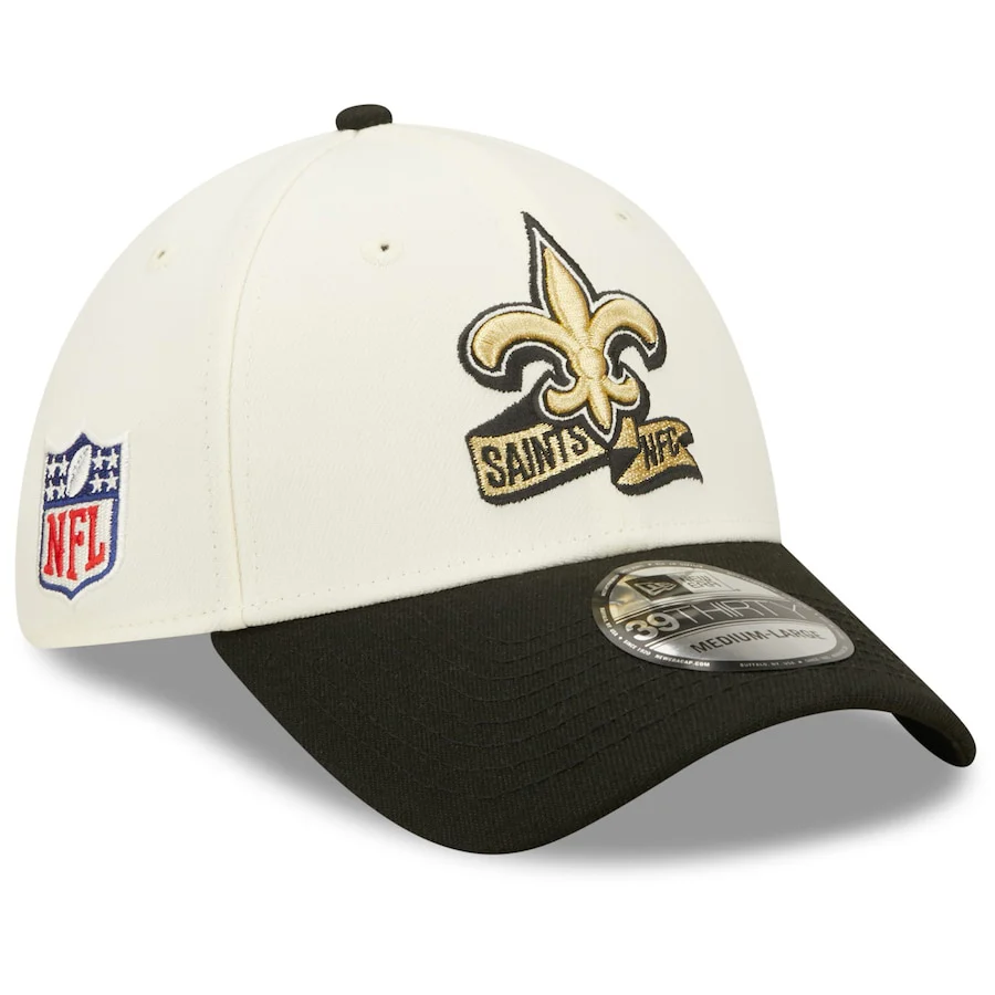 New Orleans Saints 2022 Sideline New Era Cream/Black - 39THIRTY 2-Tone Flex Hat - Image 3