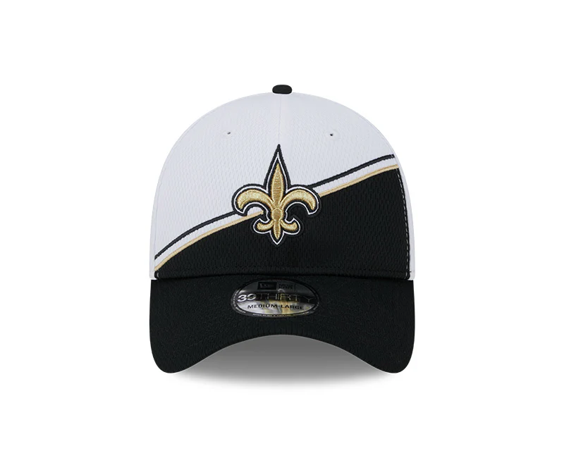 New Orleans Saints New Era 2023 Sideline 39THIRTY Flex Hat - White/Black - Image 2
