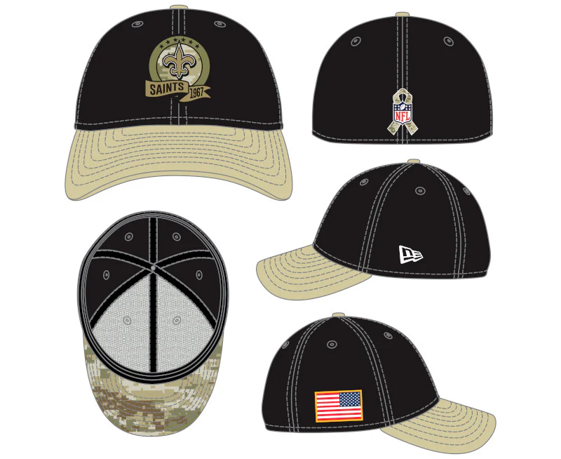 New Orleans Saints New Era Black/Gold 2022 Salute To Service - 39THIRTY Flex Hat - Image 8