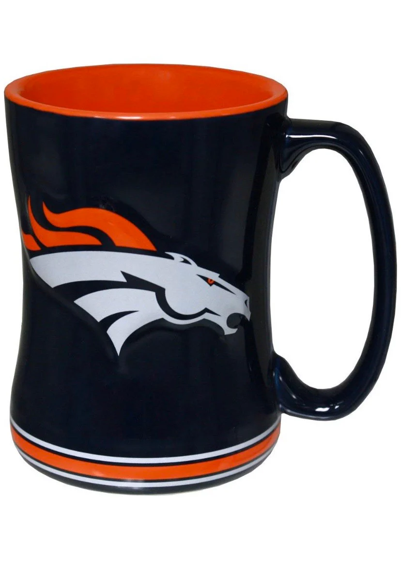 NFL Denver Broncos 14oz. Navy Sculpted Relief Mug