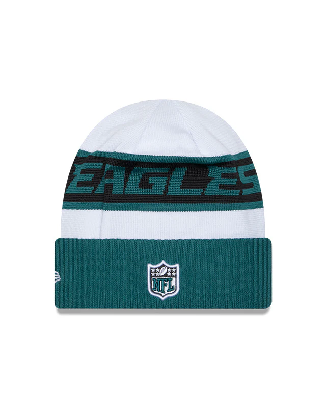Philadelphia Eagles New Era 2023 Sideline Tech Cuffed Knit Hat - White/Green - Image 2