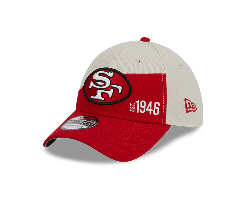San Francisco 49ers  New Era 2023 Historic Sideline 39THIRTY Flex Hat - Cream/Red