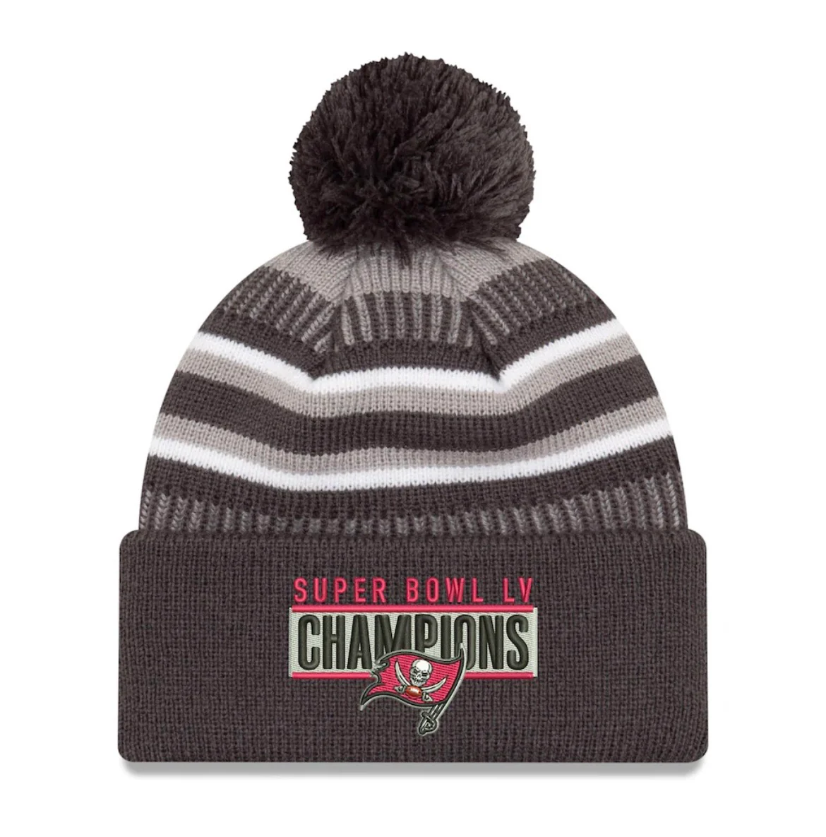 Tampa Bay Buccaneers New Era Super Bowl LV Champions - Parade Pom Cuffed Knit Hat