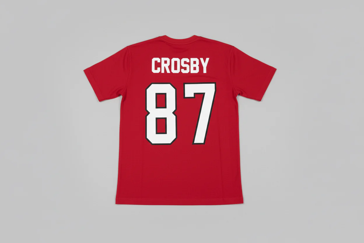Team Canada #87 Sydney Crosby Mitchell & Ness Core Logo T-Shirt - Red - Image 2