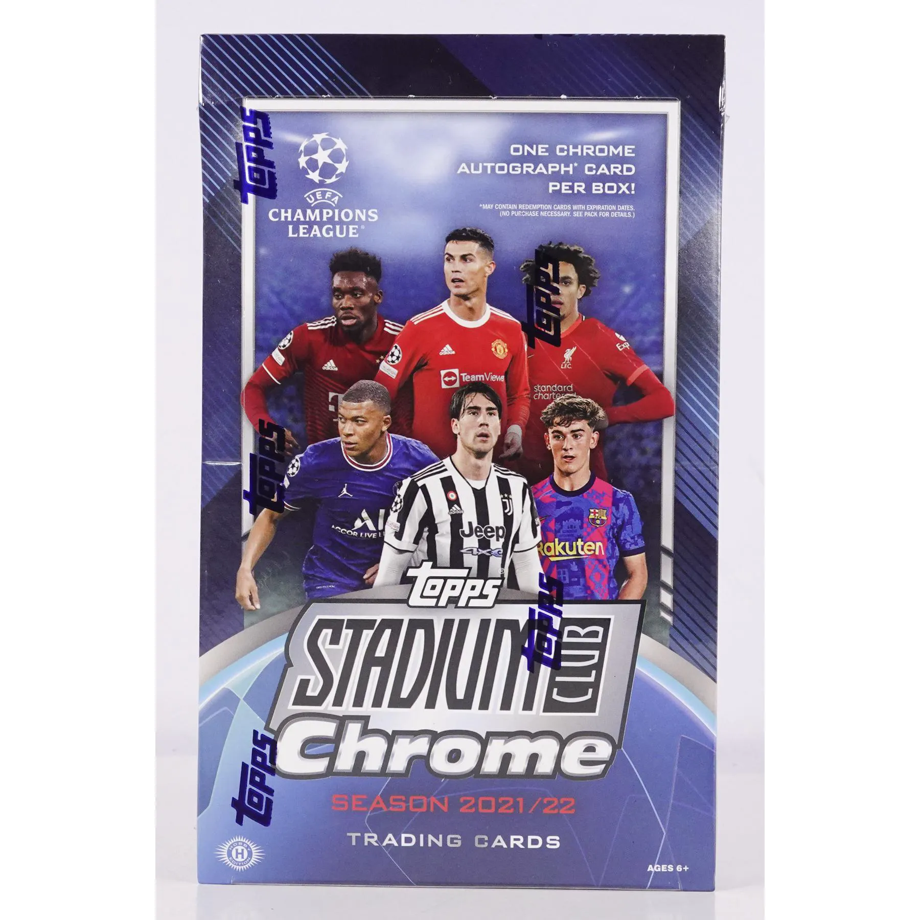 Topps Stadium Club Chrome UEFA Champions League 2021/22 Hobby Box - 18 Pack / 6 Cards Per Pack