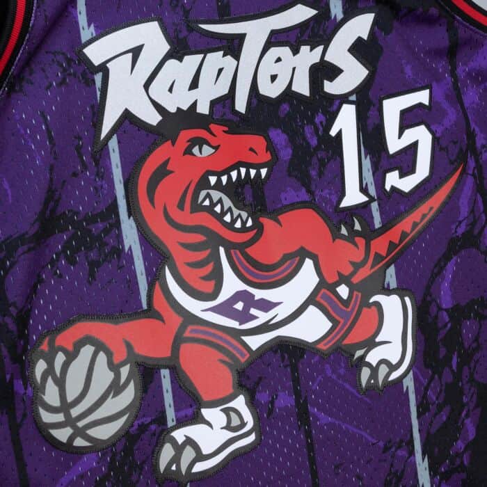 Vince Carter #15 Toronto Raptors 1998-99 Team Marble Black Purple Mitchell & Ness Swingman Jersey - Image 3
