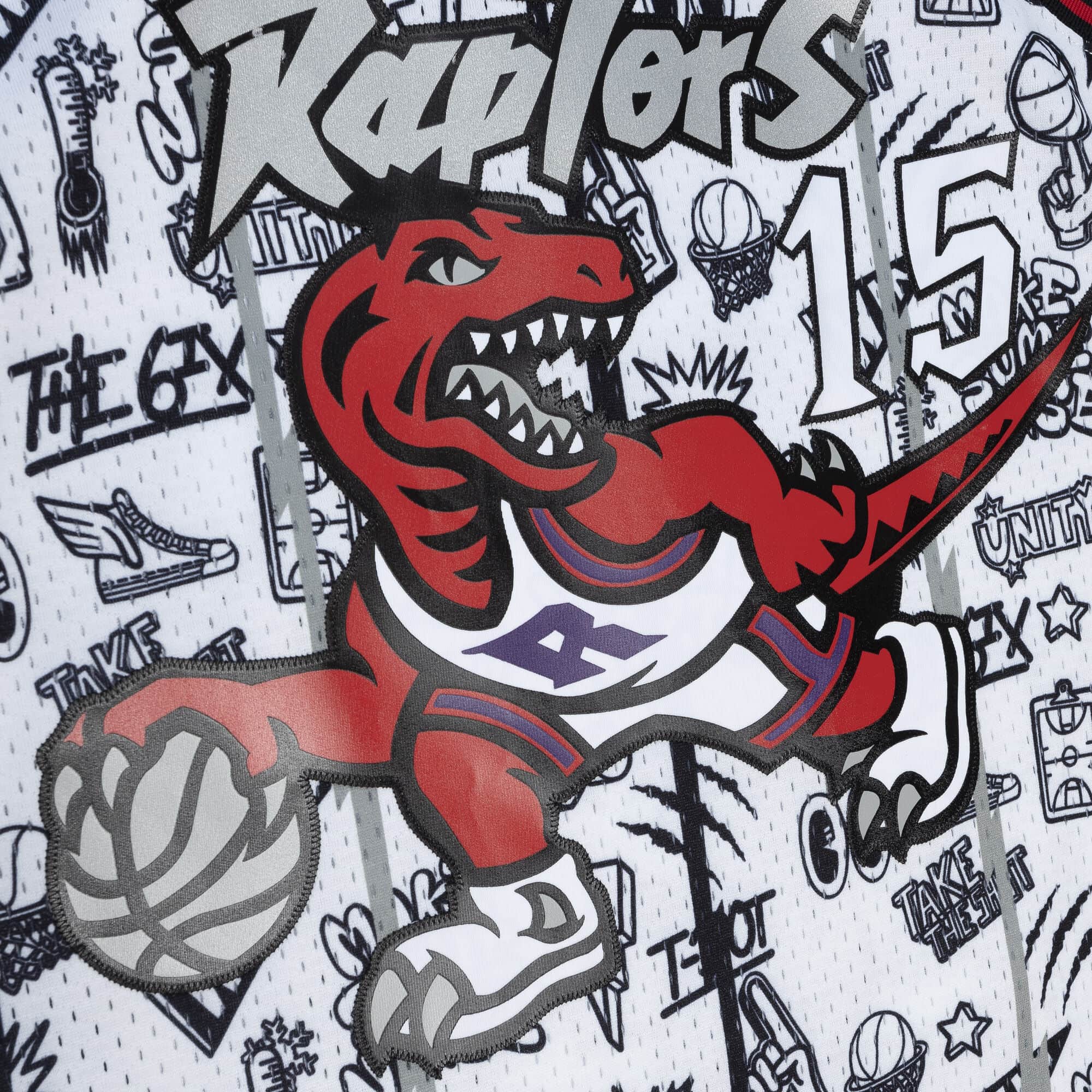 Vince Carter #15 Toronto Raptors Mitchell & Ness Doodle 1998-99 Hardwood Classic Swingman White Jersey - Image 4