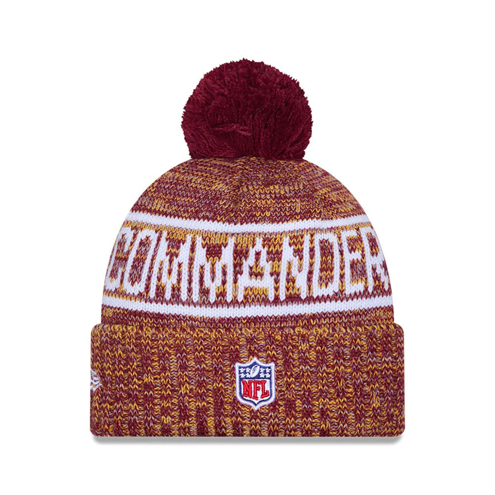 Washington Commanders New Era 2025 Sideline Cold Weather Cuffed Knit Hat with Pom - Image 3