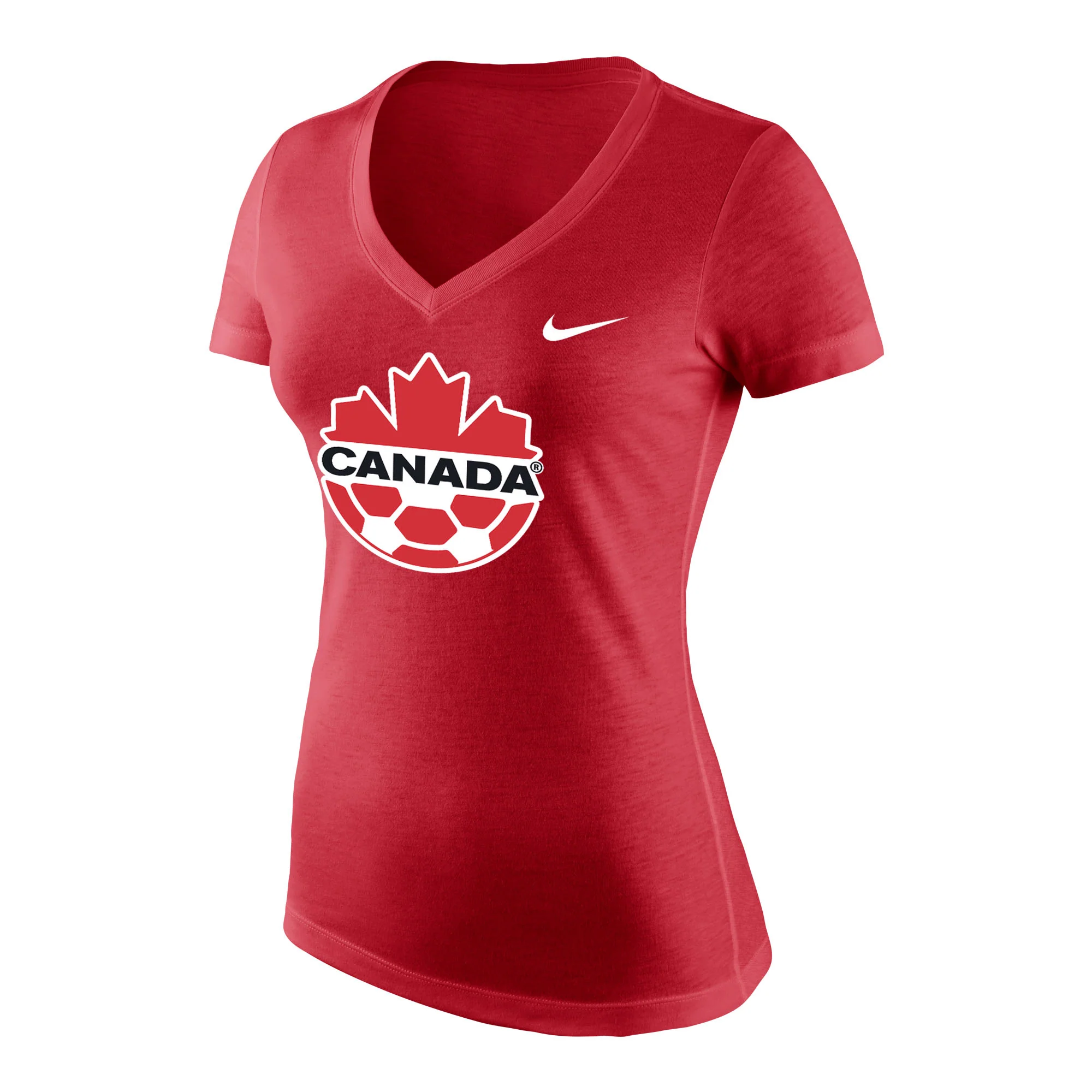 Women's Canada National Soccer Team Nike Federation Legend 2.0 Performance V-neck T-Shirt - Red