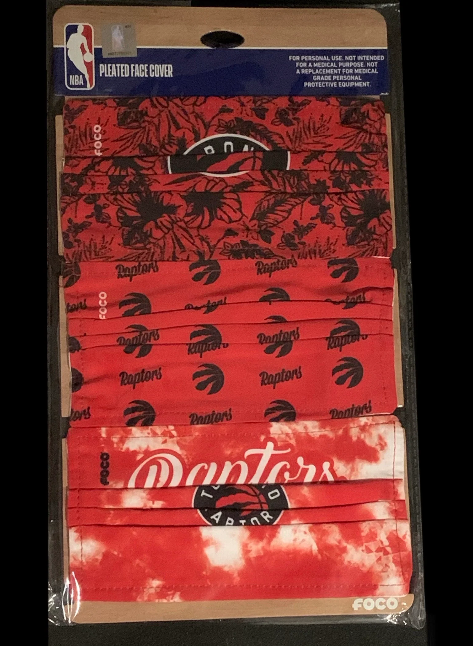 Women's Toronto Raptors Match Day FOCO NBA Face Mask Covers Adult 3 Pack - Image 3