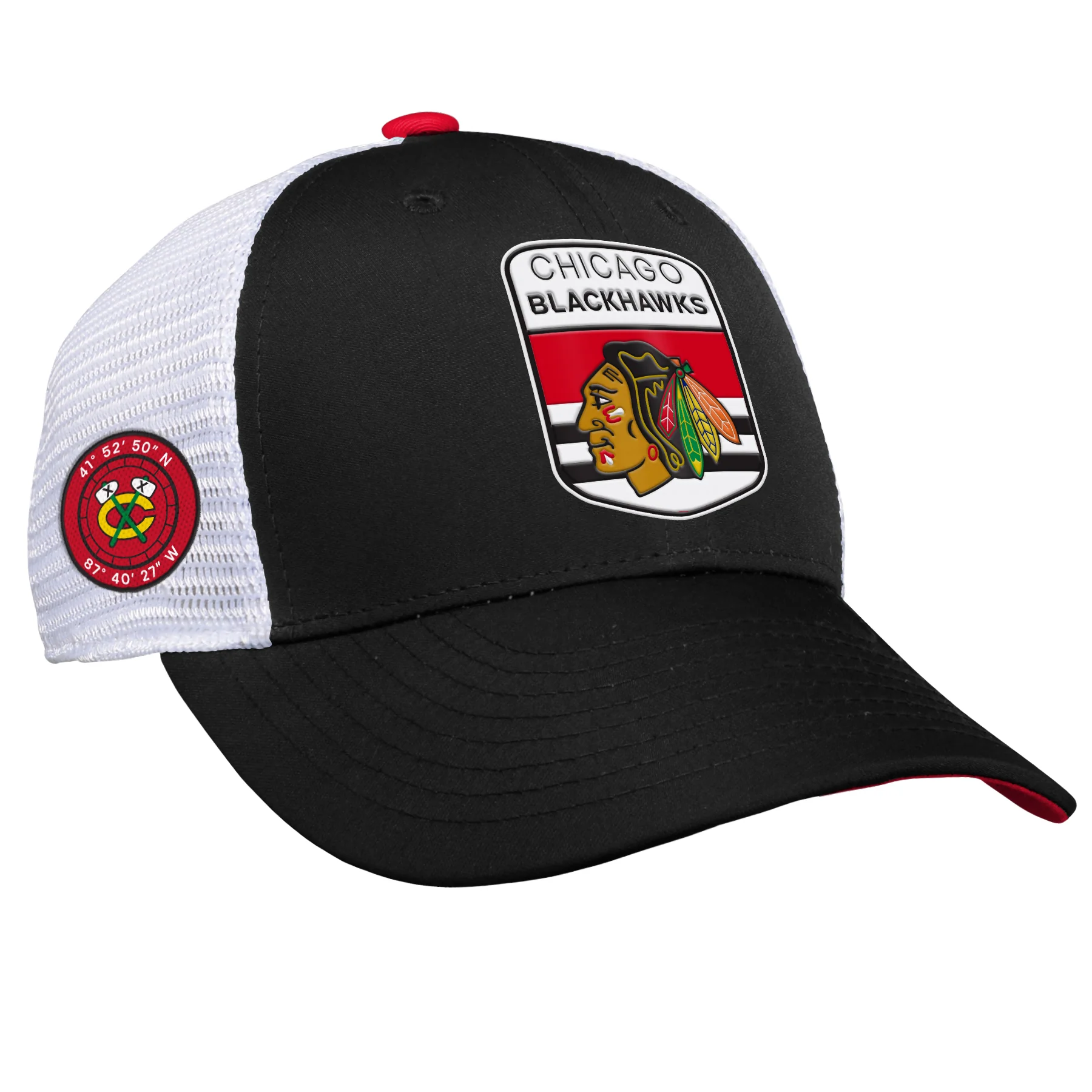 Youth Chicago Blackhawks Fanatics Branded 2023 NHL Draft On Stage Trucker Adjustable Hat - Image 4