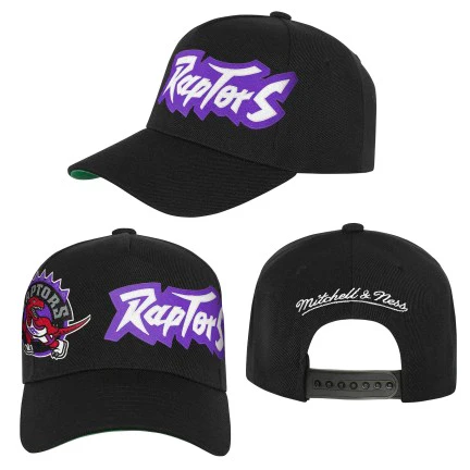 Youth Mitchell & Ness Black Toronto Raptors Busted Logo Wordmark Wrap-Around Pro Pinch Adjustable Hat - Image 5
