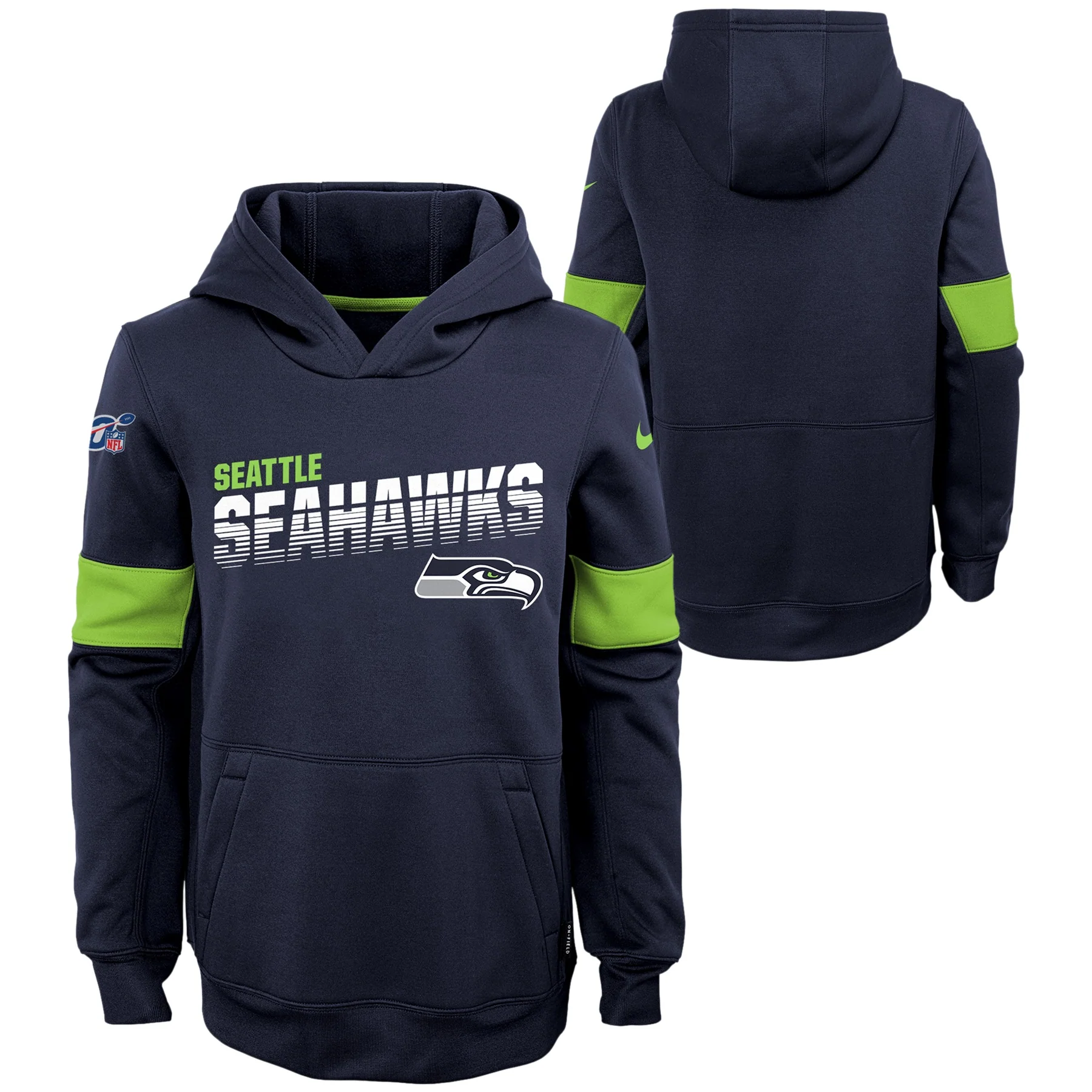 Youth Nike Navy Seattle Seahawks On-Field Performance - Pullover Hoodie - Image 3