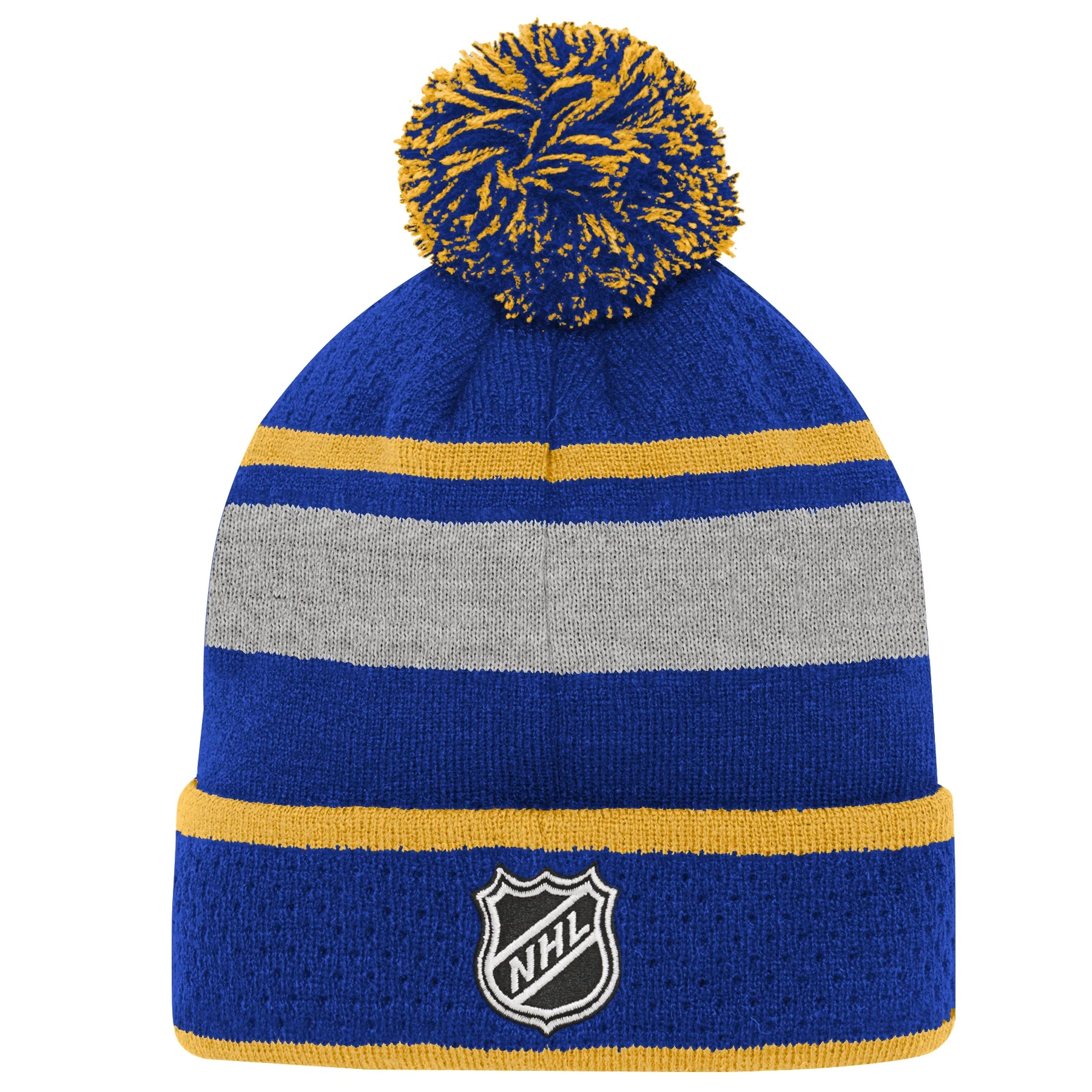 Youth St. Louis Blues Royal Breakaway Cuffed Knit Hat with Pom - Image 3