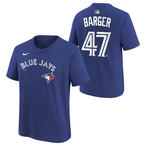 Youth Toronto Blue Jays Addison Barger #47 T-Shirt  - Rush Blue - Image 3