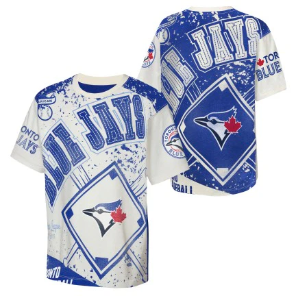 Youth Toronto Blue Jays Bold Print T-shirt - Cream - Image 3