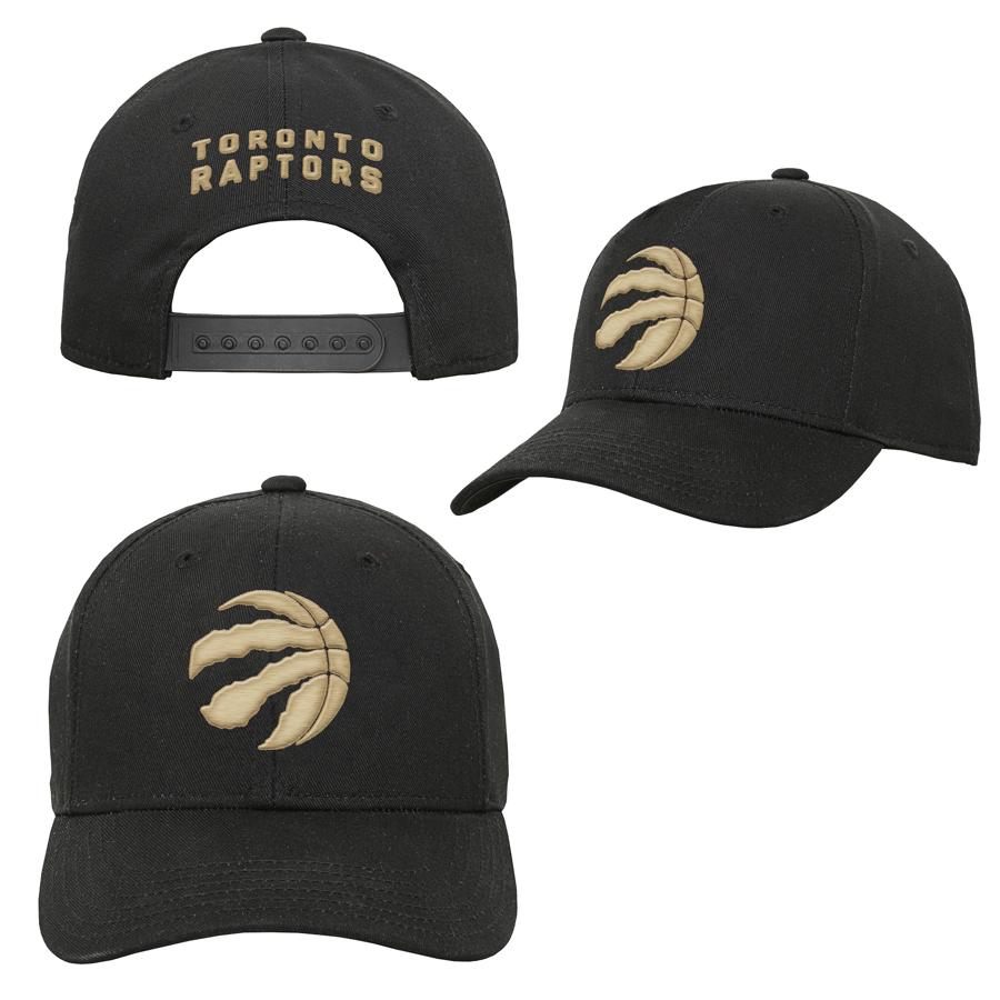 Youth Toronto Raptors Blk/Gld Precurve Hat - Image 2
